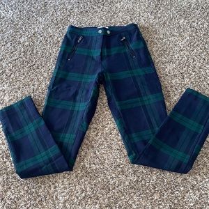 H&M Green & blue plaid high waist pants.